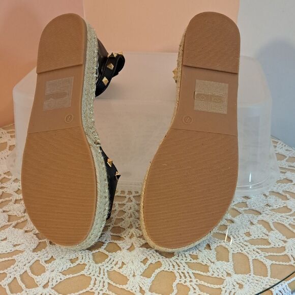 SHEIN Black and Tan Espadrille Sandals with Jute Sole - Picture 4 of 4